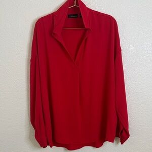 Rafaella Vibrant Red long sleeve Blouse- Size XL